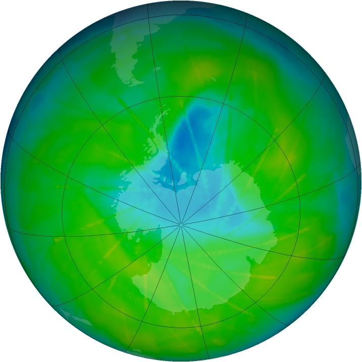 Antarctic ozone map for 08 December 2009